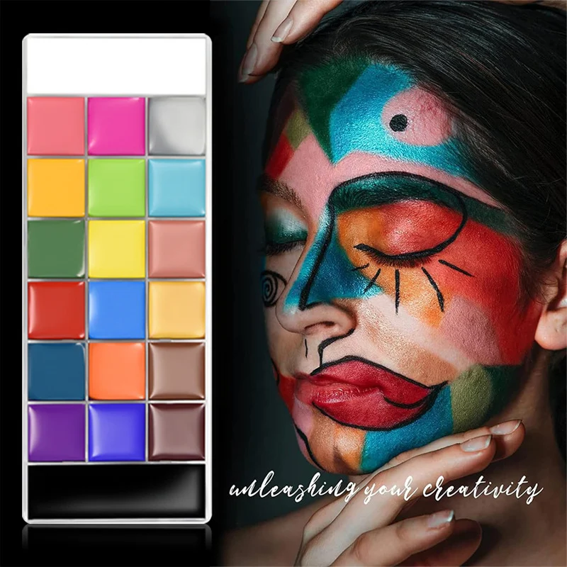 20 Color Face and Body Paint Palette for Stage Makeup and Face Painting