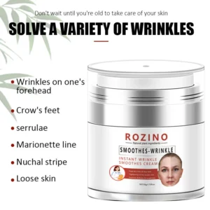 Anti-Wrinkle Face Cream ROZINO Instant Smoothing and Firming Moisturizer for Fine Lines 50g