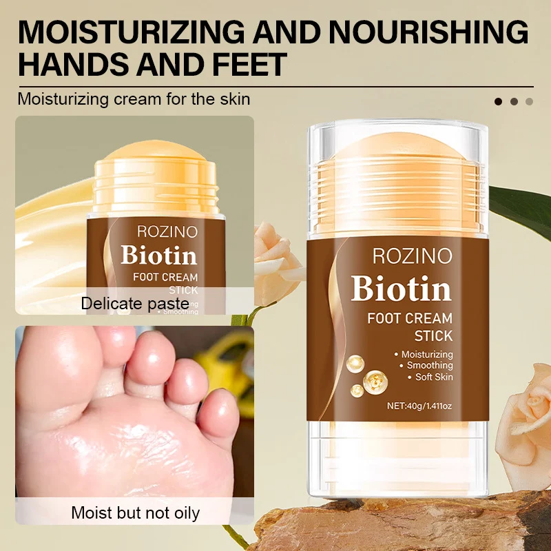 Biotin Hand and Foot Cream Stick for Dry Cracked Skin Repair Moisturizing Foot Balm 40g