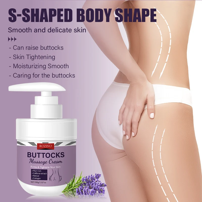 Buttocks Massage Cream for Firming and Lifting, ROZINO Moisturizing Hip Lotion with Retinol & Caffeine, 100ml