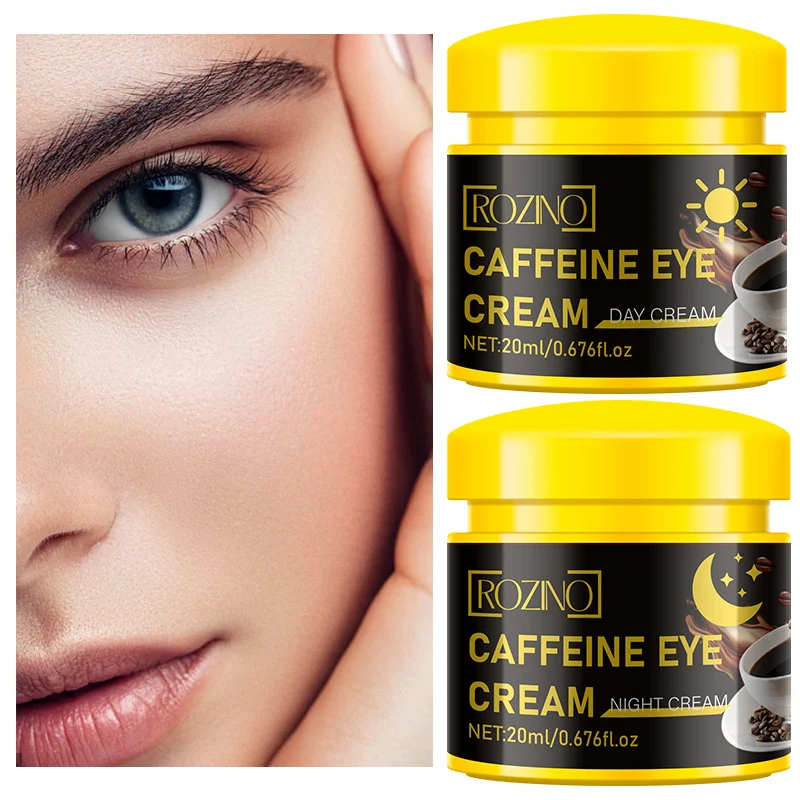 Caffeine Eye Cream for Dark Circles and Wrinkles ROZINO Day & Night Treatment Set 40ml