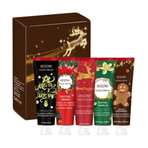 Christmas Hand Cream Set 5pc Long Lasting Moisturizing Nourishing Anti-Cracking Mini Tubes Winter Care
