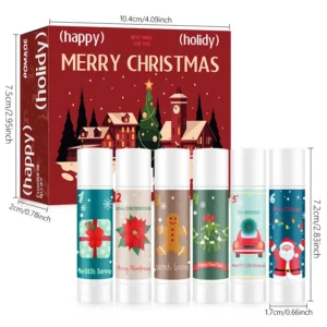 Christmas Lip Balm Gift Set Hydrating Moisturizing Lip Care Stick for Dry Cracked Lips