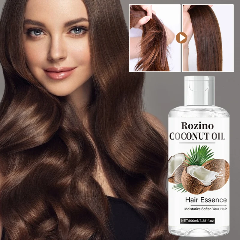 Coconut Oil Hair Essence for Damaged Hair Repair and Frizz Control, 100ml ROZINO
