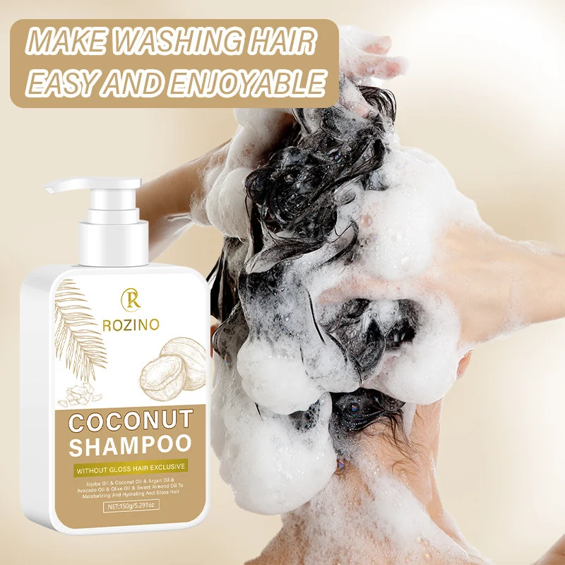 Coconut Oil Shampoo for Deep Cleansing & Scalp Care ROZINO Moisturizing Anti-Hair Loss Formula