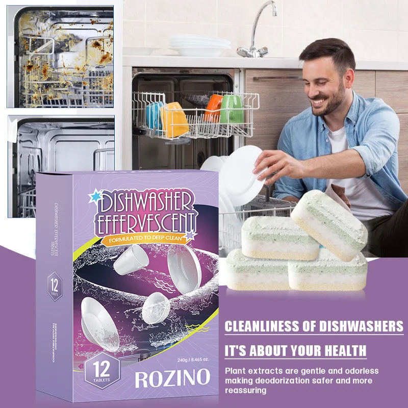 Dishwasher Cleaner Effervescent Tablets Deep Cleaning & Descaling for Machine Maintenance - 12pcs/240g