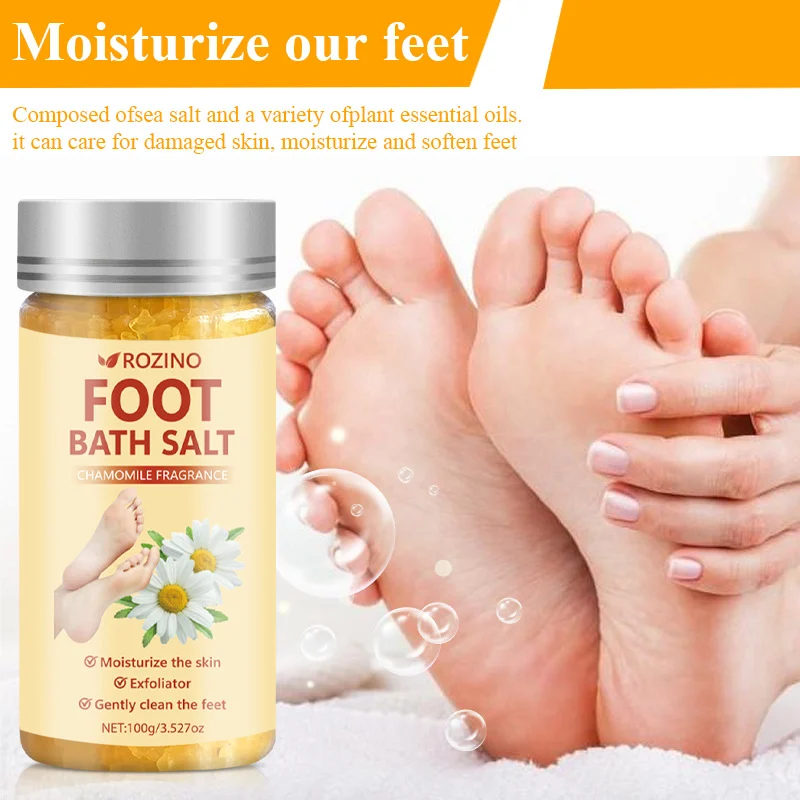 Foot Bath Salt Exfoliating Sea Salt Foot Soak with Chamomile & Orange Essential Oils 100g