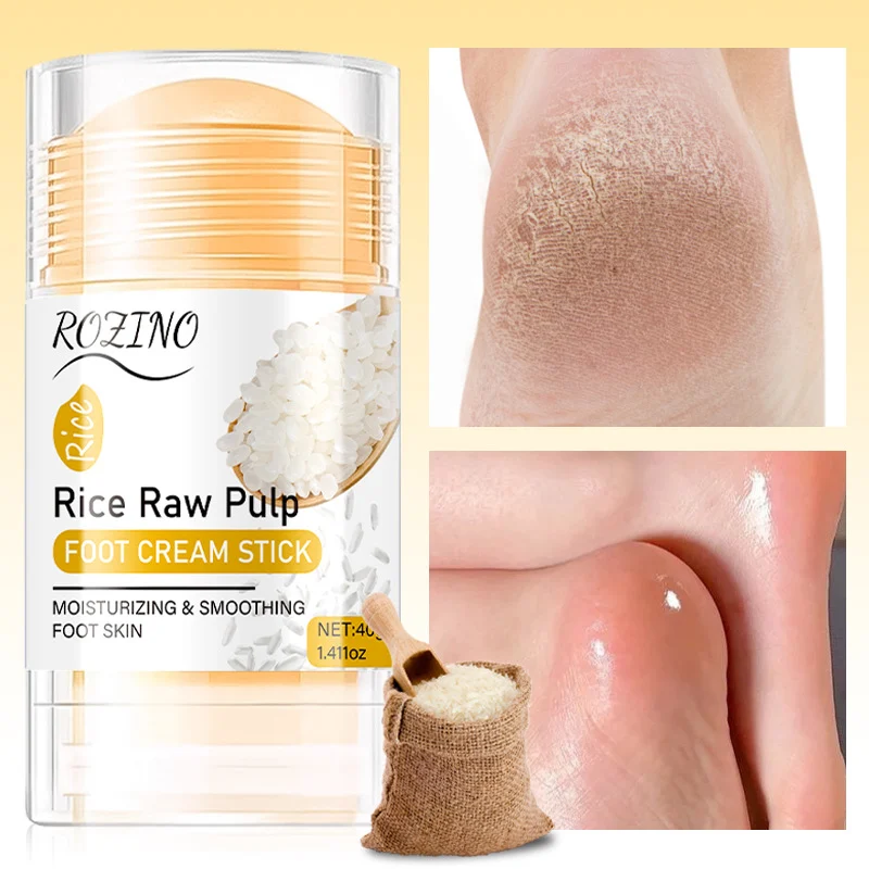 Foot Cream Stick ROZINO Rice Raw Pulp Repair for Cracked Heels and Dry Hands 40g
