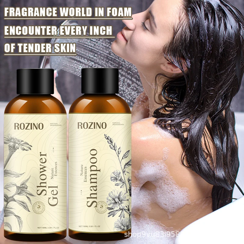 Ginger Essence Shampoo and Shower Gel Set ROZINO Moisturizing Hair & Body Care Kit with Long-Lasting Fragrance