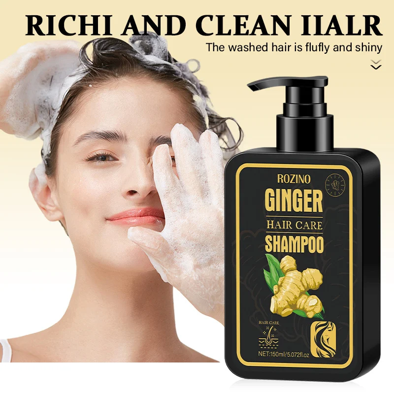Ginger Shampoo for Hair Growth and Oil Control - ROZINO Deep Cleansing Scalp Care 150ml