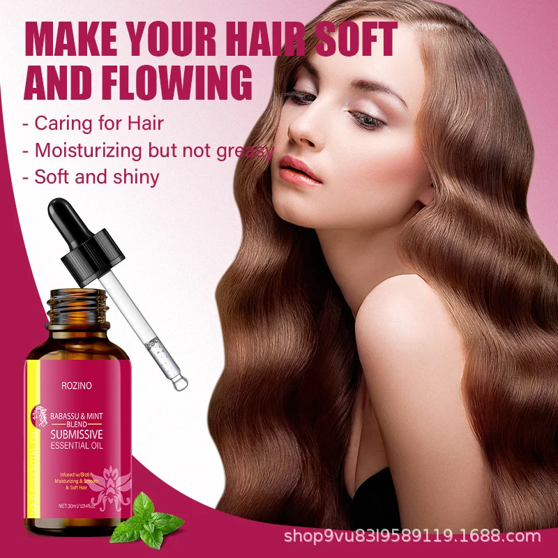 Hair Essential Oil ROZINO Babassu & Mint Anti-Frizz Smoothing Serum with Biotin