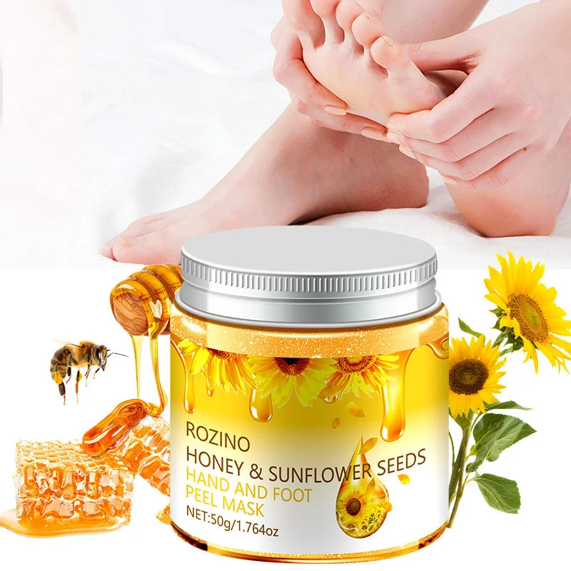Hand and Foot Peel Mask ROZINO Sunflower Seeds Gold Moisturizing & Repairing Peeling Mask 50g