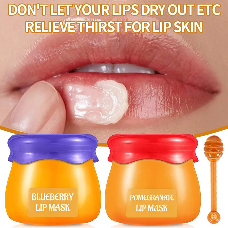 Honey Lip Mask Moisturizing Set 2-Pack - Blueberry & Pomegranate Hydrating Lip Balm