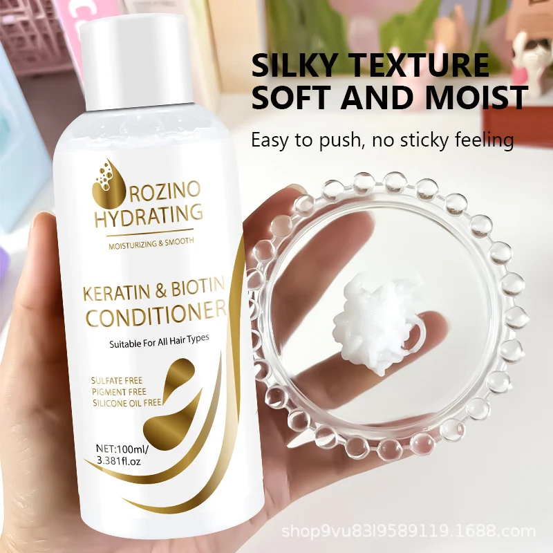 Keratin & Biotin Hair Conditioner for Smoothness and Repair - ROZINO Revitalizing Hair Mask 100ml