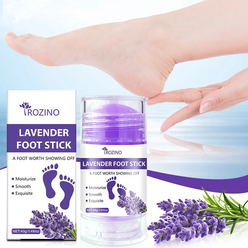 Lavender Foot Stick for Dry Cracked Heels, ROZINO Deep Moisturizing Foot Balm for Dead Skin Removal and Peeling Repair
