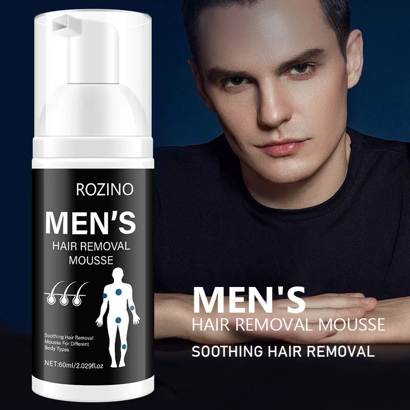 Men's Hair Removal Mousse Painless Body Hair Remover Spray for Legs Arms and Chest 60ml