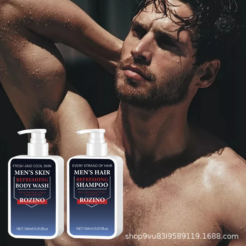 Men's Shampoo and Body Wash Set ROZINO Plant Essence Deep Cleansing & Long-Lasting Fragrance 300ml Grooming Kit