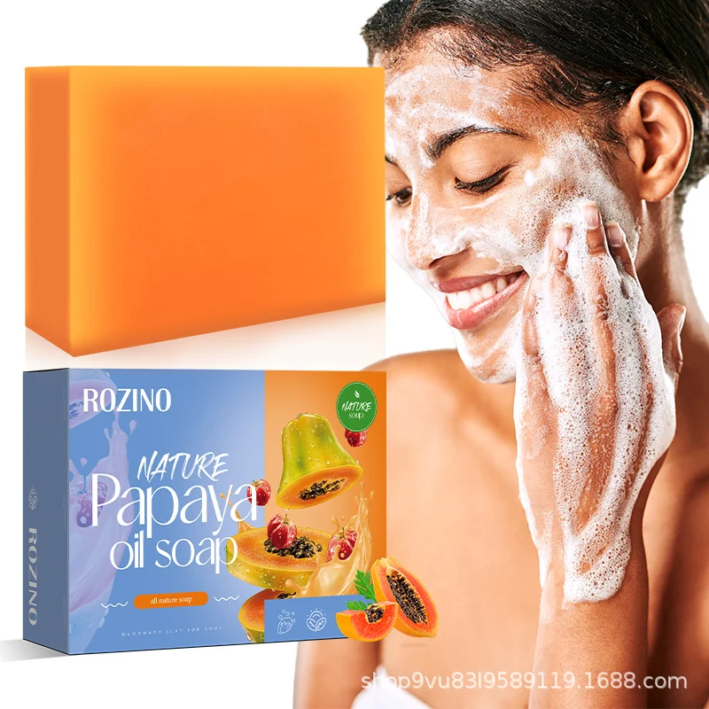 Papaya Soap for Skin Brightening and Deep Cleansing ROZINO Natural Handmade Oil Control Bar