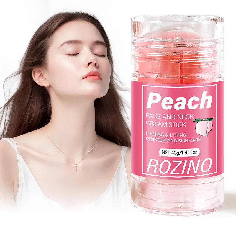 Peach Face and Neck Cream Stick for Firming and Lifting, ROZINO Anti-Wrinkle Moisturizing Balm 40g