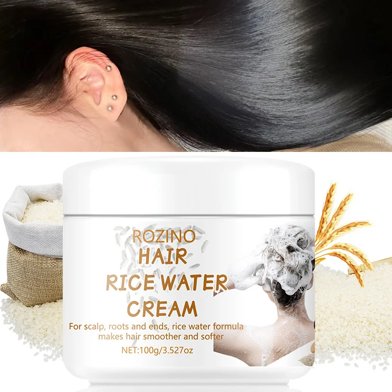 Rice Water Hair Mask Repair Cream for Dry Damaged Hair - Nourishing Scalp & Ends Treatment