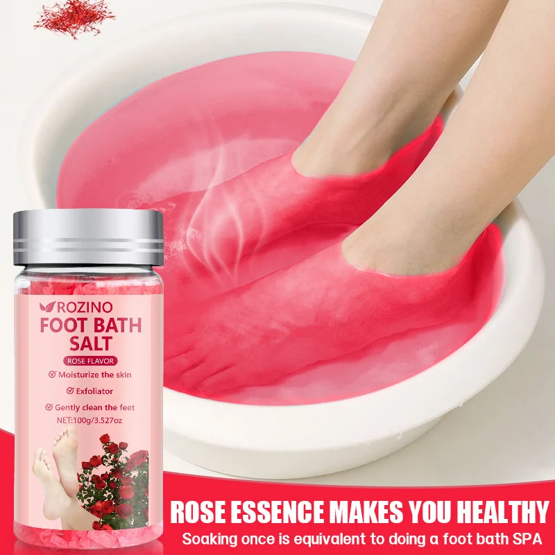 Rose Sea Salt Foot Bath Exfoliating & Moisturizing Foot Scrub for Smooth Feet 100g
