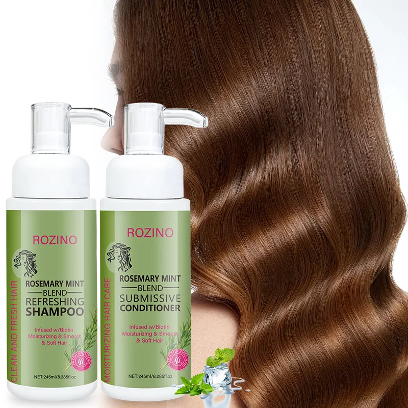 Rosemary Mint Shampoo and Conditioner Set with Biotin for Hair Strengthening and Oil Control