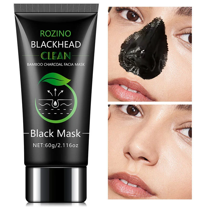 Blackhead Remover Mask Peel Off - ROZINO Bamboo Charcoal Deep Cleansing Nose Strips for T-Zone Oil Control & Acne Removal (60g)
