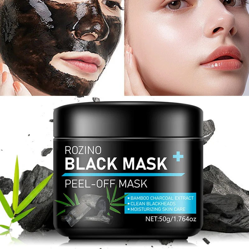 Blackhead Remover Mask ROZINO Bamboo Charcoal Peel-Off Face Mask for Deep Pore Cleansing 50g