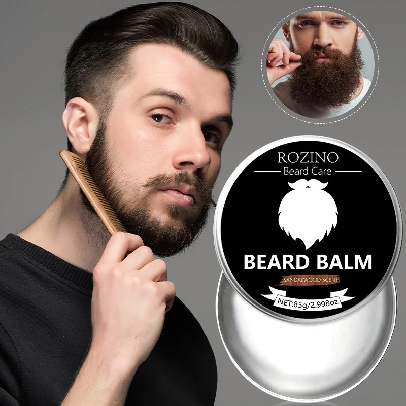Beard Balm for Men Styling & Conditioning - ROZINO Sandalwood Scent Moisturizing Beard Wax 85g