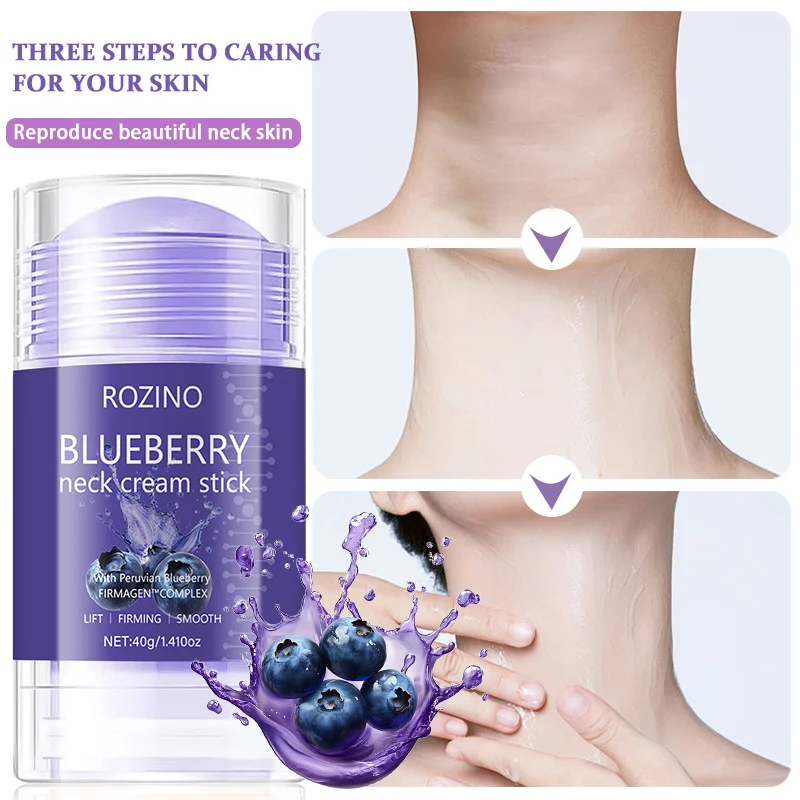 Blueberry Neck Cream Stick by ROZINO - Anti-Aging Firming & Lifting Balm with Peruvian Blueberry (40g)