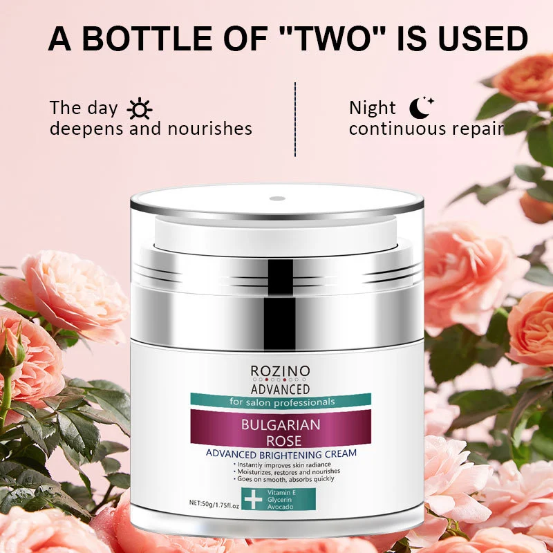 Rose Face Cream ROZINO Bulgarian Rose Advanced Brightening Moisturizer with Vitamin E 50g