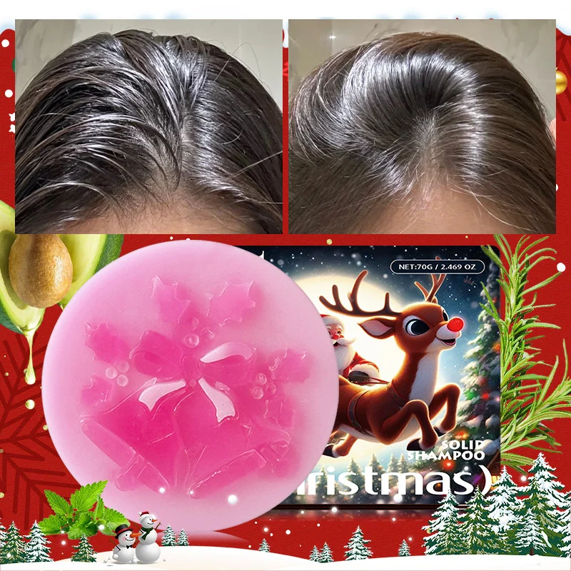 Shampoo Soap ROZINO Christmas Bell Herbal Hair Cleansing Bar for Fluffy and Refreshing Hair 70g