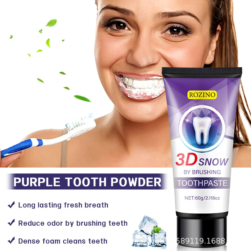ROZINO Coconut Purple Toothpaste 3D Snow Whitening Deep Cleaning Oral Care 60g