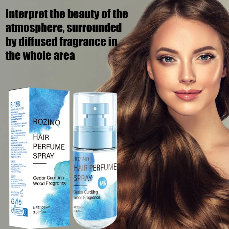 ROZINO Hair Perfume Spray with Cedar Wood Fragrance, Long Lasting Scent & Smoothing Mist for Frizz Control (100ml)