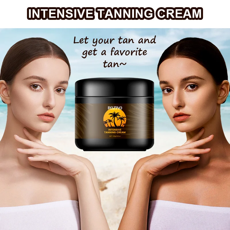 Tanning Cream by ROZINO - Intensive Self Tanner with Hyaluronic Acid for Fast, Even Bronze Glow & Deep Hydration (100g)