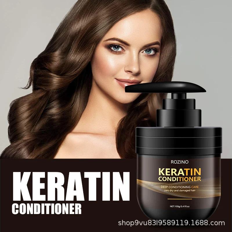 Close-up of ROZINO Keratin Conditioner being applied to hair