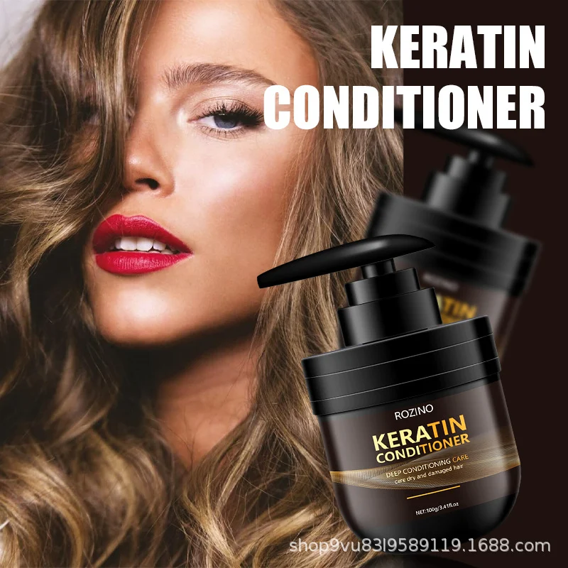 Keratin Hair Conditioner Deep Repair Treatment - ROZINO Moisturizing Anti-Frizz Care for Dry Damaged Hair (100g / 3.41 fl.oz)