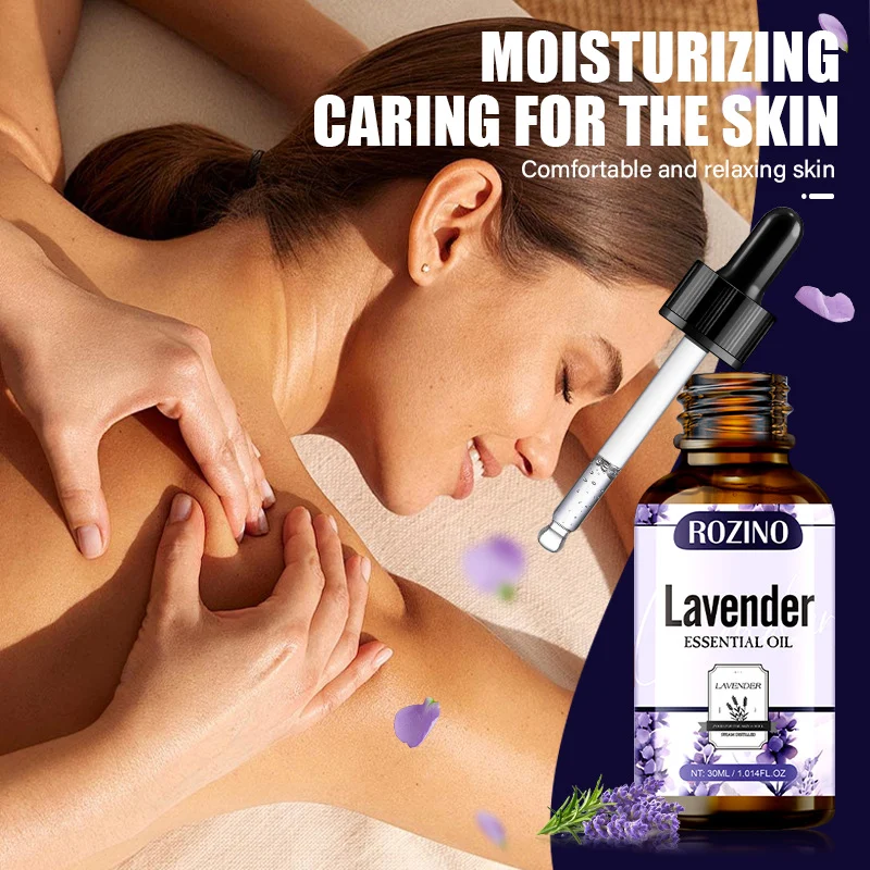 ROZINO Lavender Essential Oil - Hydrating Face Serum for Fine Lines & Brightening - Multi-Purpose Body & Hair Care (30ml)