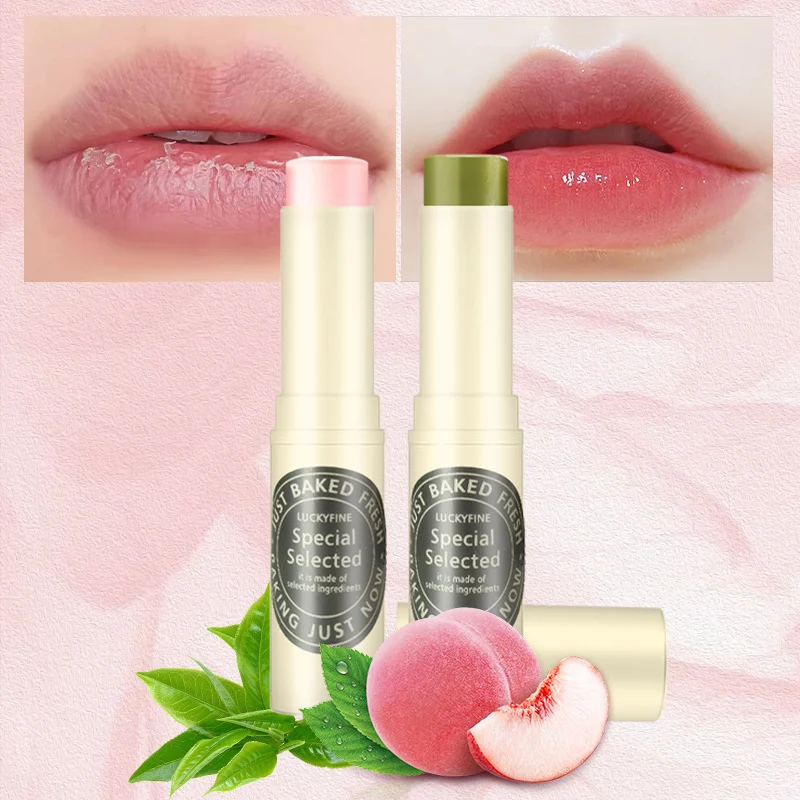 Moisturizing Lip Balm Set (2-Pack) - Matcha & Honey Peach Repair Treatment - Natural Vitamin E & Jojoba Oil for Dry Cracked Lips