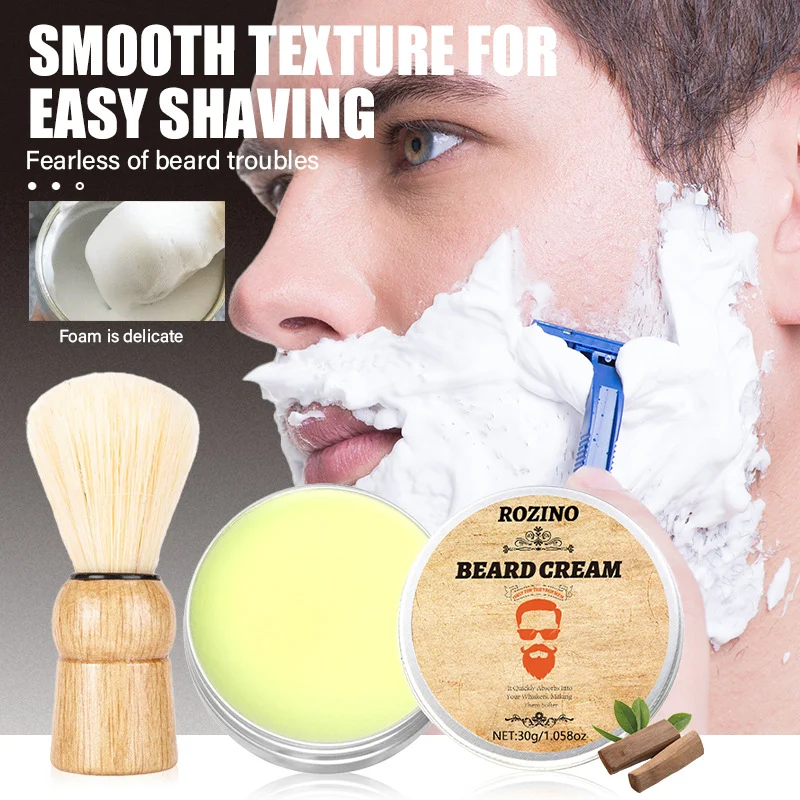 Beard Cream ROZINO Men's Shaving Foam & Moisturizing Styling Balm for Smooth Shave 30g