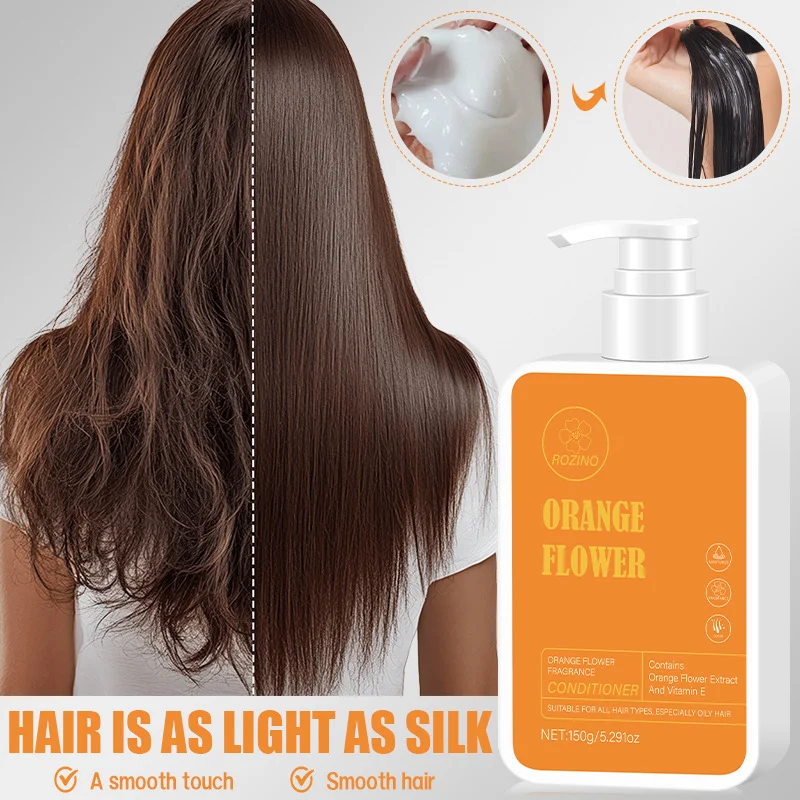 Orange Blossom Conditioner by ROZINO - Deep Repair & Anti-Frizz Hair Treatment with Vitamin E & Coconut Oil (150g)
