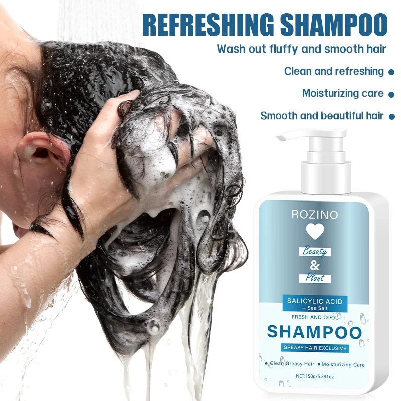 Refreshing Oil Control Shampoo ROZINO Deep Cleansing & Scalp Soothing for Greasy Hair