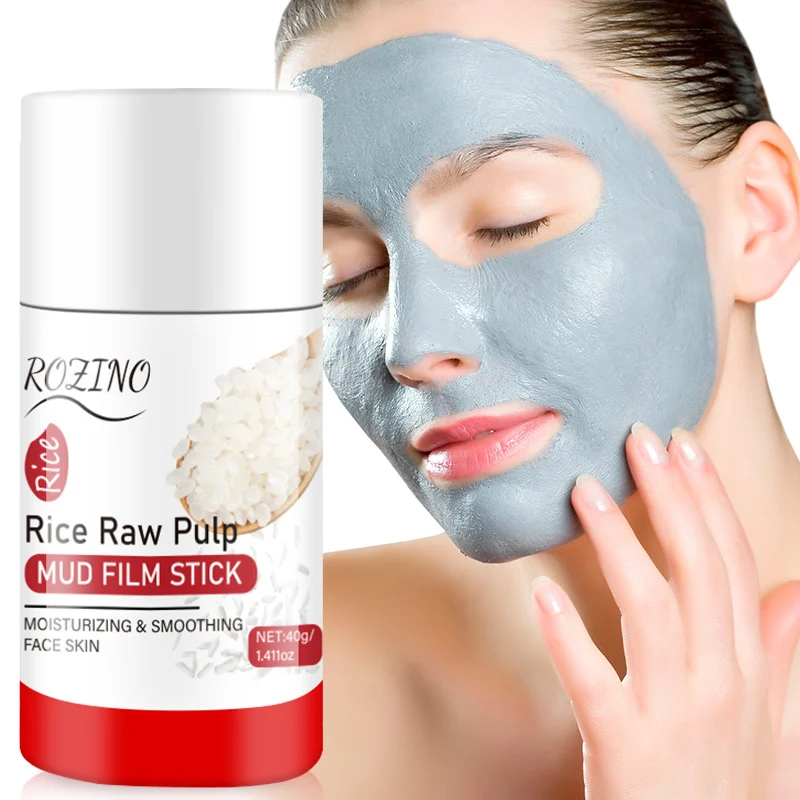 Rice Raw Pulp Mud Mask Stick for Deep Pore Cleaning and Moisturizing - ROZINO 40g Clay Stick Mask