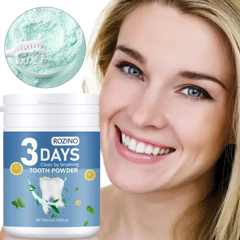 Tooth Powder for Teeth Whitening and Fresh Breath ROZINO 80ml Plant Based Stain Remover