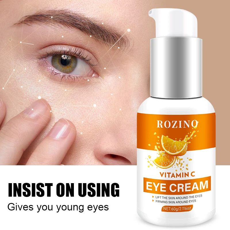 Vitamin C Eye Cream Anti-Wrinkle & Firming - ROZINO Under Eye Treatment for Dark Circles & Puffiness (60g)