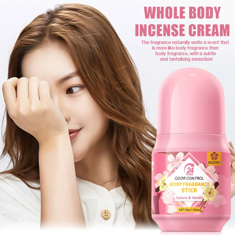 Antiperspirant Deodorant Stick ROZINO Sakura & Vanilla Long Lasting Body Fragrance Balm 50g