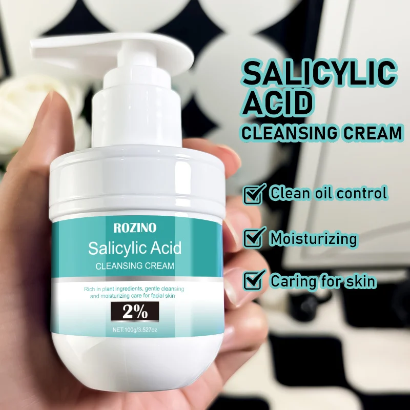 Salicylic Acid Cleansing Cream ROZINO Deep Pore Cleanser & Oil Control Foam Face Wash 100g