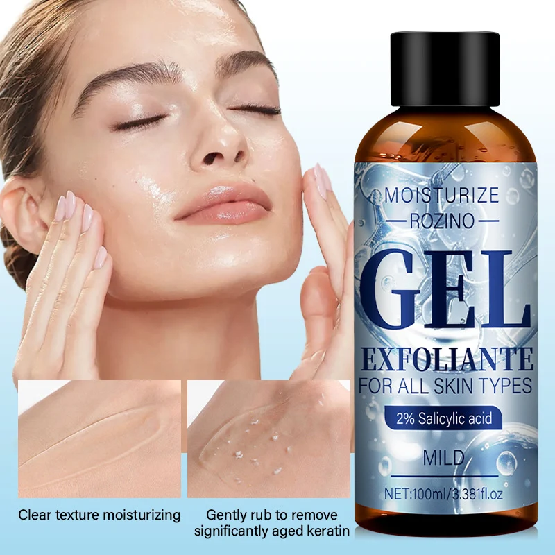 Salicylic Acid Exfoliating Gel - ROZINO 2% BHA Gentle Face & Body Scrub for Dead Skin Removal