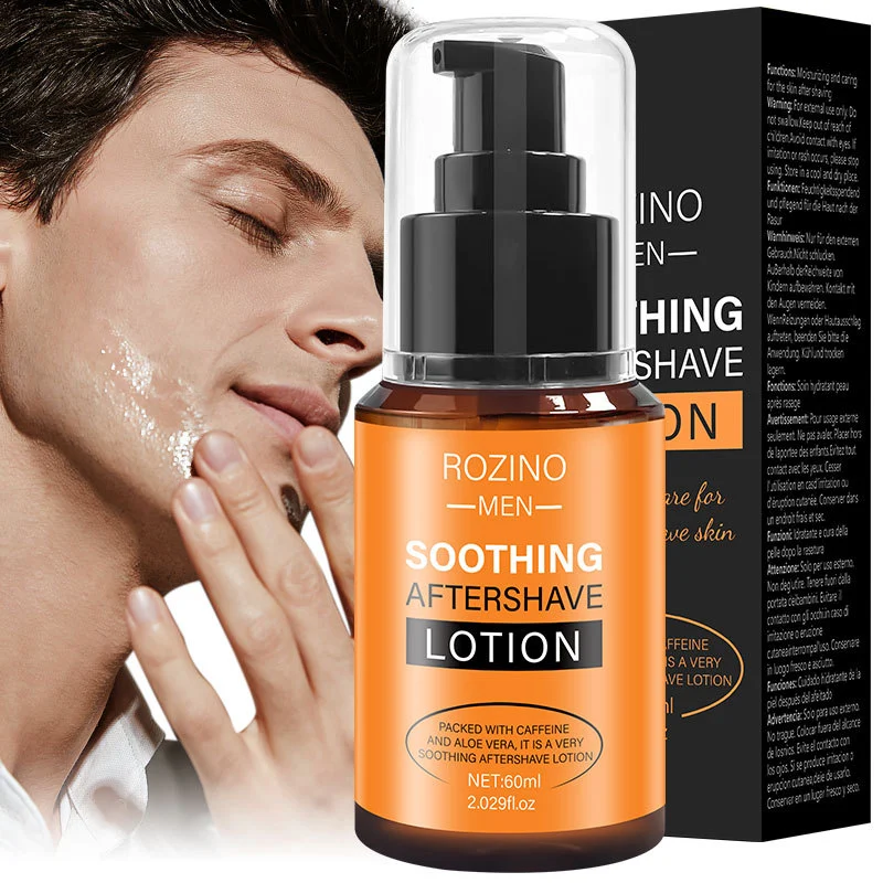 Soothing Aftershave Lotion ROZINO Men's Post-Shave Repair & Moisturizer with Caffeine 60ml