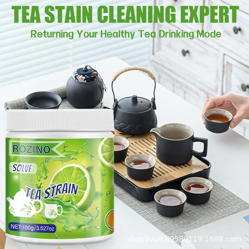 Tea Stain Cleaning Powder ROZINO Citric Acid Descaler for Deep Cleaning and Scale Removal 100g